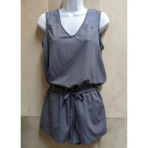 Banana Republic Silky Gray Romper Sz 4 S Brunch Travel Lightweight Preppy Classy
